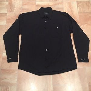 Maxini Collezione Men's Black Long Sleeve Button Down Shirt